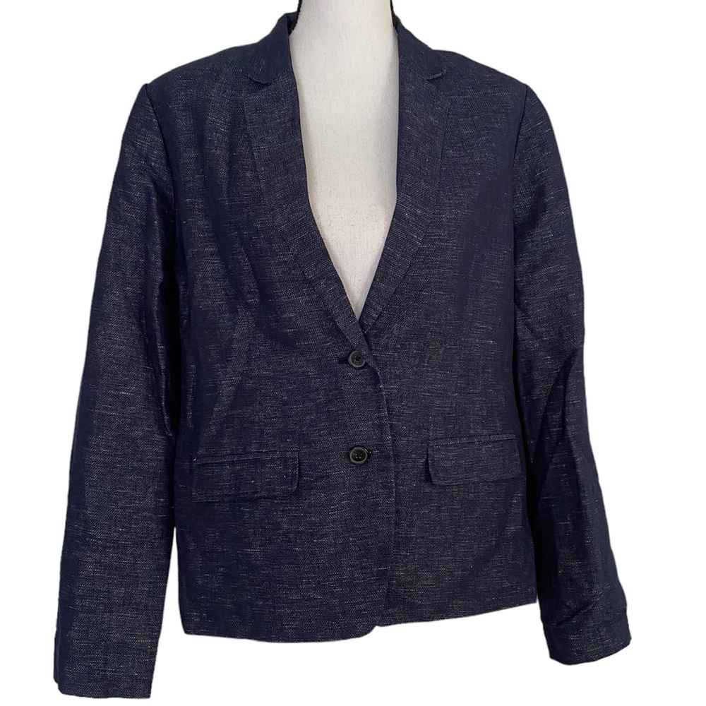 Lucky Brand Blue Linen Blend Blazer Jacket Size Medium